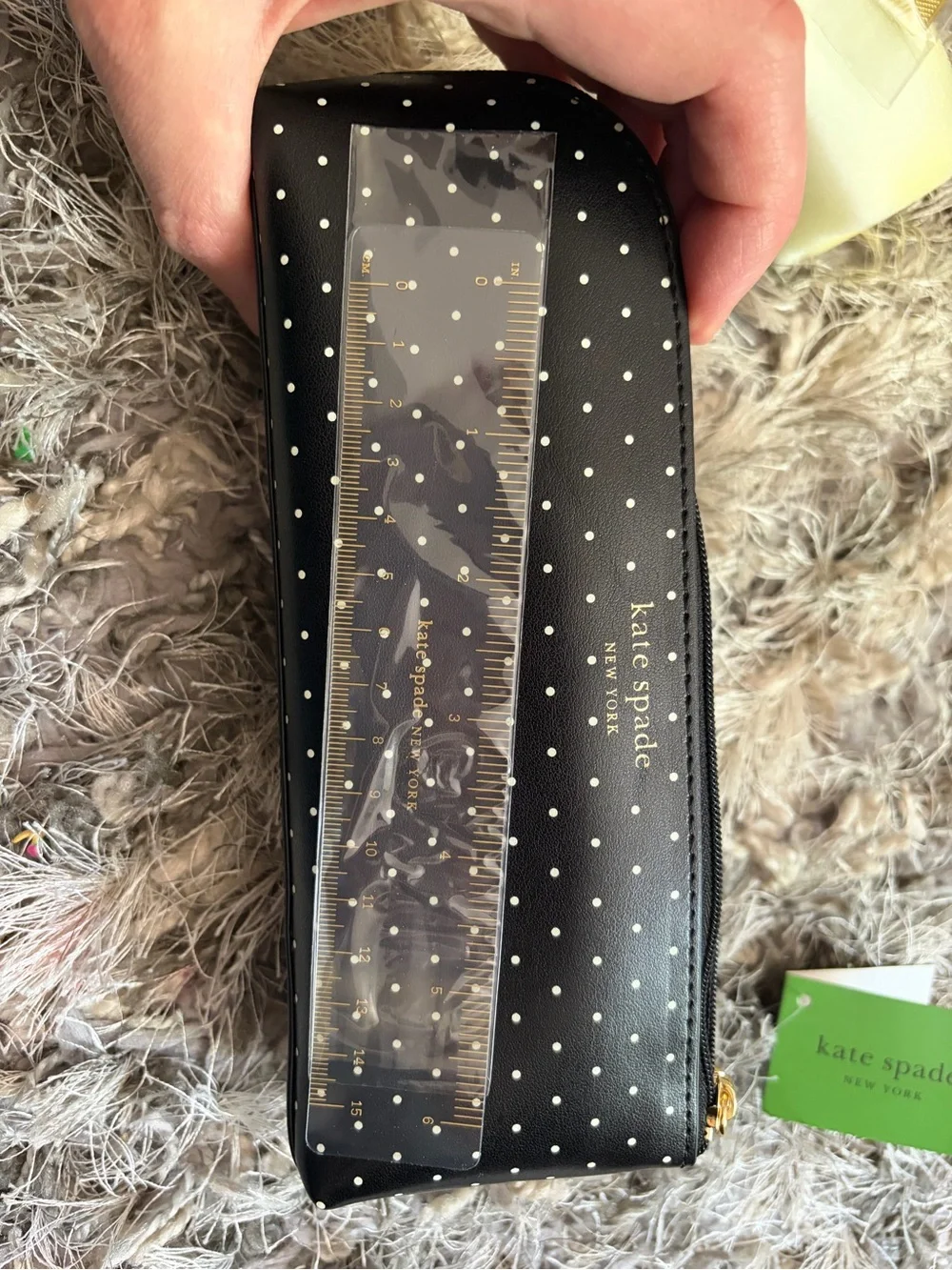 NWT kate spade Black with White Polka Dot Pencil Case